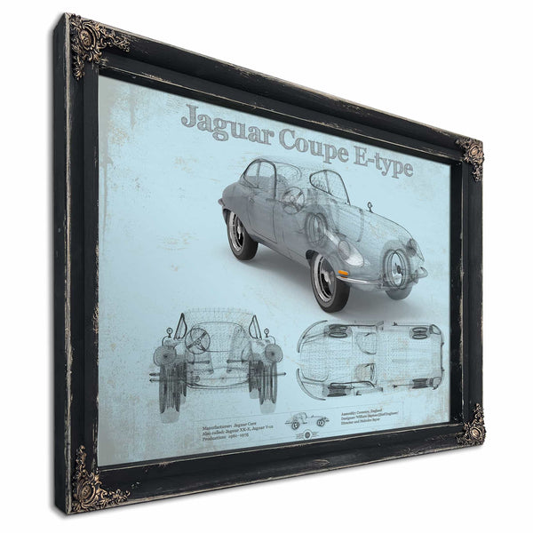 Jaguar Coupe E Type Car Original Blueprint Art