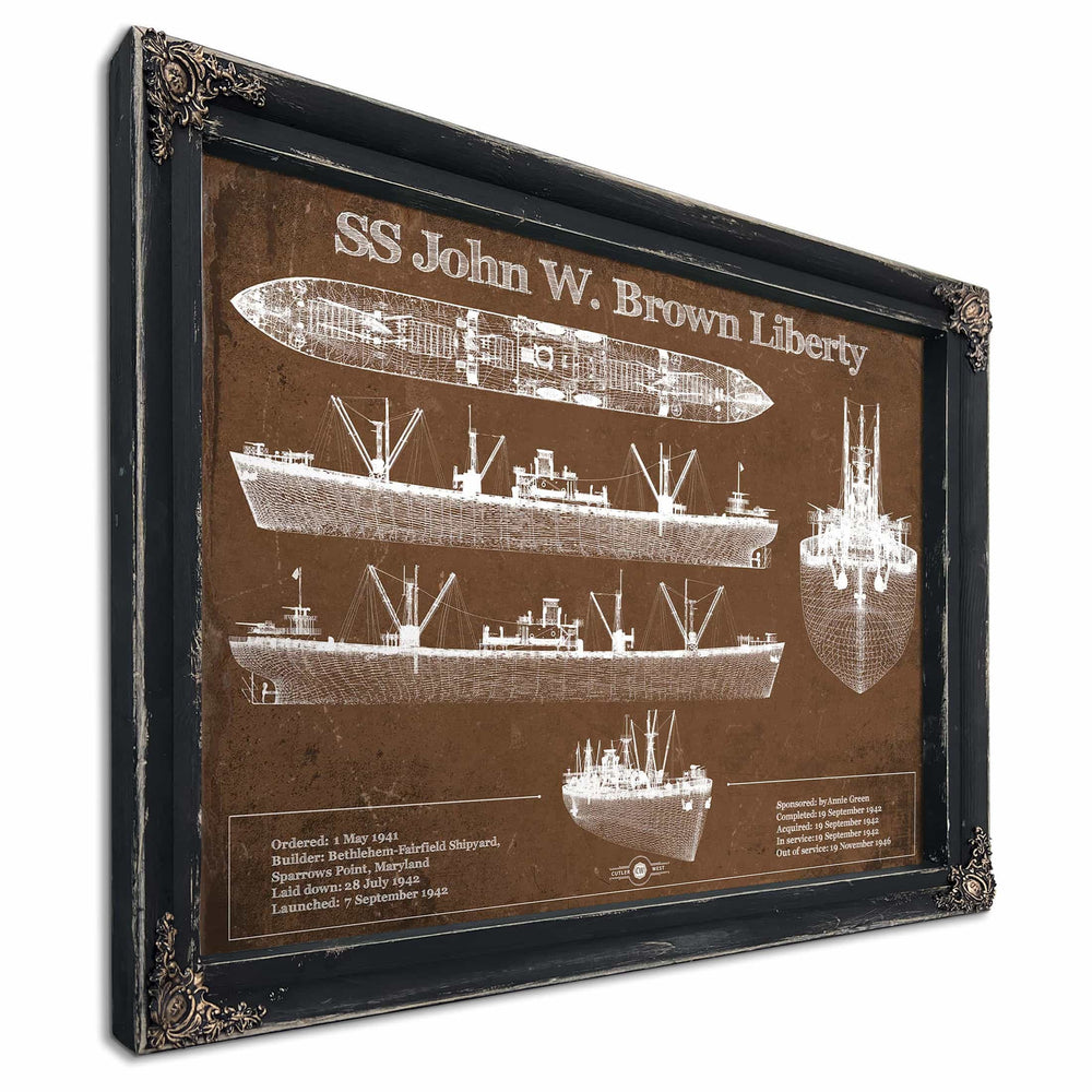 SS John W. Brown Liberty ship Blueprint Original Military Wall Art - Customizable