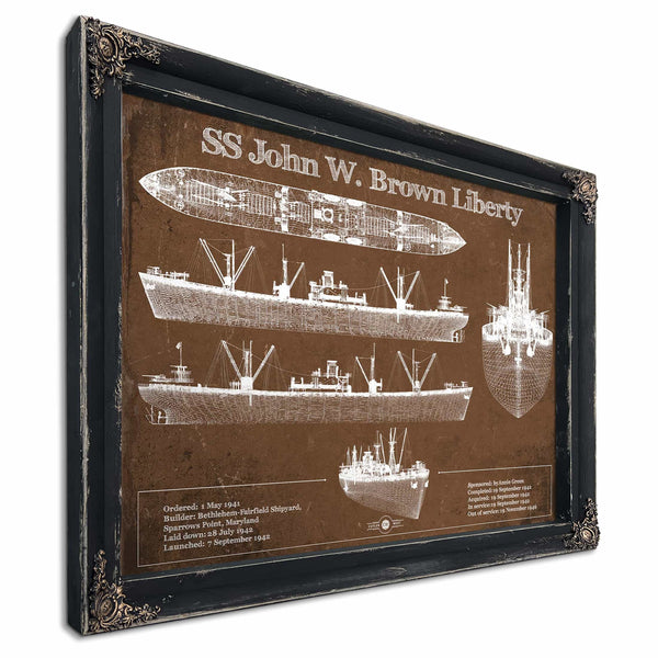 SS John W. Brown Liberty ship Blueprint Original Military Wall Art - Customizable