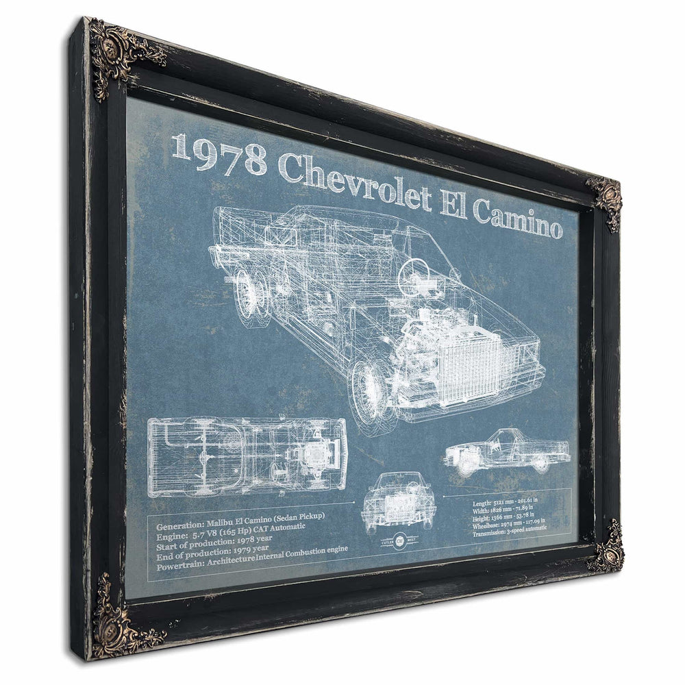 1978 Chevrolet El Camino Vintage Blueprint Auto Print