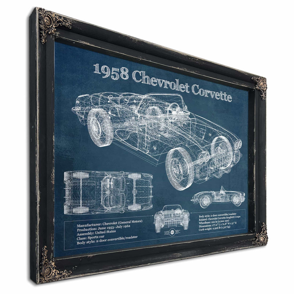 1958 Chevrolet Corvette C1 Blueprint Vintage Auto Print