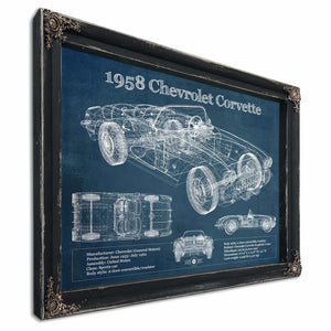 1958 Chevrolet Corvette C1 Blueprint Vintage Auto Print