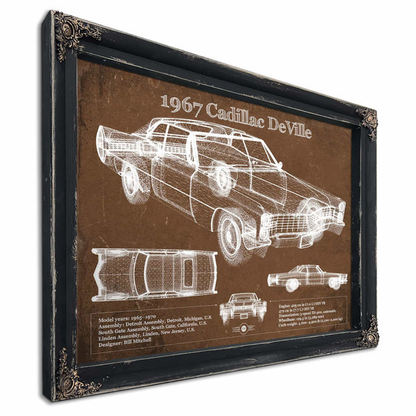 1967 Cadillac DeVille Blueprint Vintage Auto Print