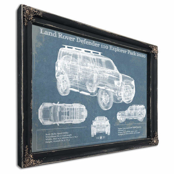 Land Rover Defender 110 Explorer Pack Vintage Blueprint Auto Print