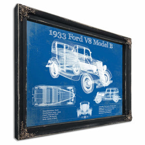 1933 Ford V8 Model B Vintage Blueprint Auto Print