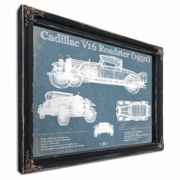 Cadillac V16 Roadster (1930) Vintage Blueprint Auto Print