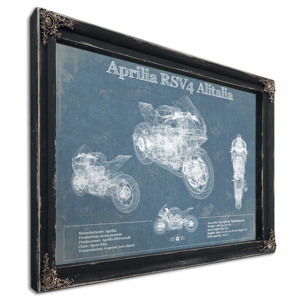 Aprilia RSV4 Alitalia Blueprint Motorcycle Patent Print