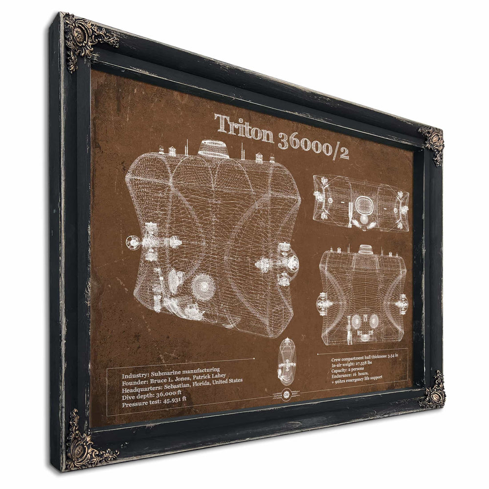 Triton 36000/2 Submarines Blueprint Patent Original Art