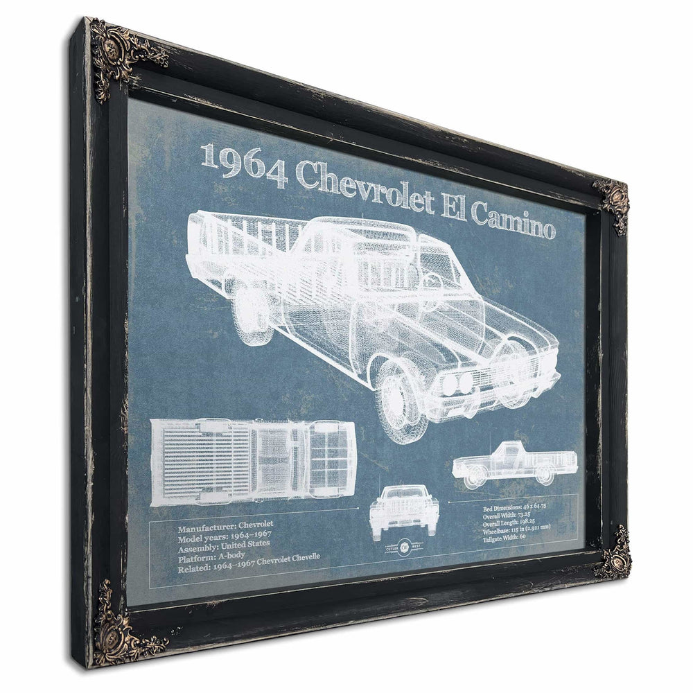 1964 Chevrolet El Camino Vintage Blueprint Auto Print