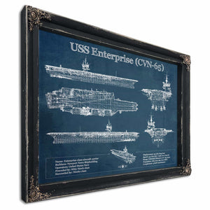 USS Enterprise (CVN-65) Aircraft Carrier Blueprint Original Military Wall Art - Customizable