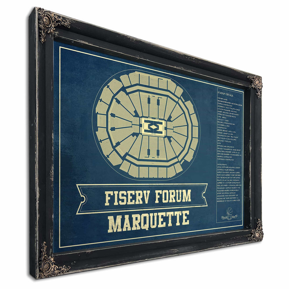Fiserv Forum Marquette Golden Eagles NCAA Vintage Art Print