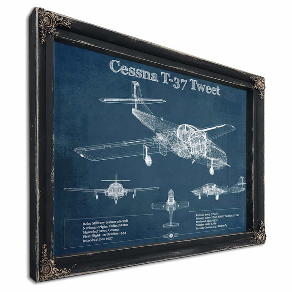 Cessna T-37 Tweet Trainer Aircraft Original Blueprint Art