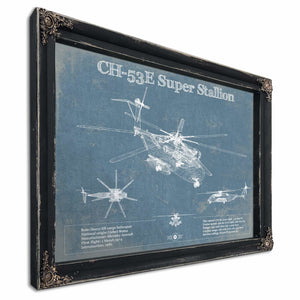 Sikorsky CH-53E Super Stallion Vintage Aviation Blueprint Military Print