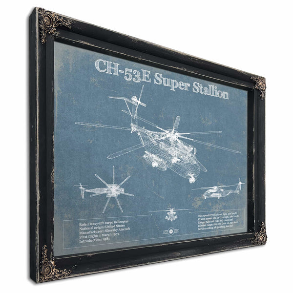 Sikorsky CH-53E Super Stallion Vintage Aviation Blueprint Military Print
