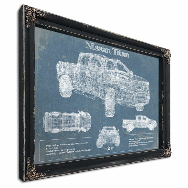Nissan Titan Truck Vintage Blueprint Auto Print