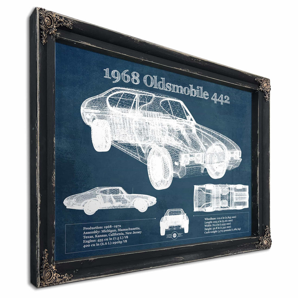 1968 Oldsmobile 442 Vintage Blueprint Auto Print