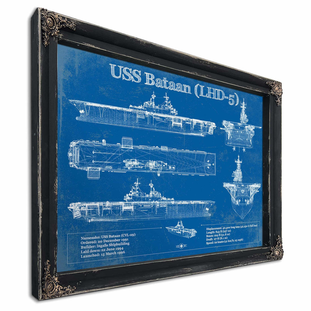 USS Bataan (LHD-5) Aircraft Carrier Blueprint Original Military Wall Art - Customizable