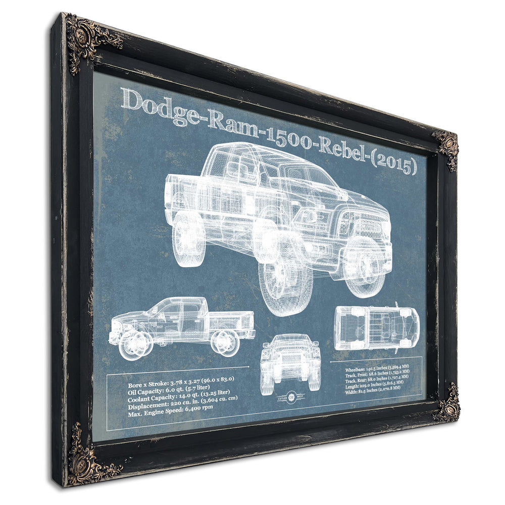 Dodge Ram 1500 Rebel (2015) Vintage Blueprint Auto Print