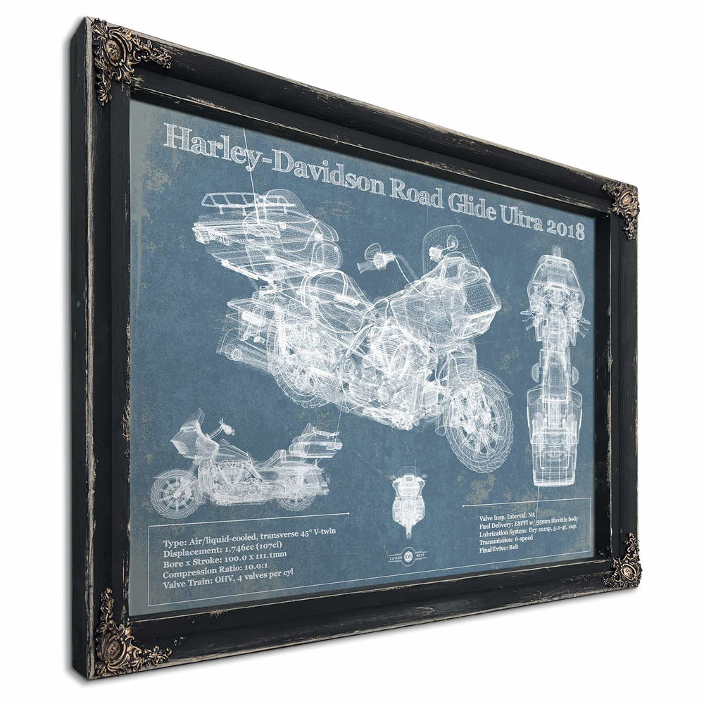 Harley-Davidson Road Glide Ultra 2018 Blueprint Motorcycle Patent Print