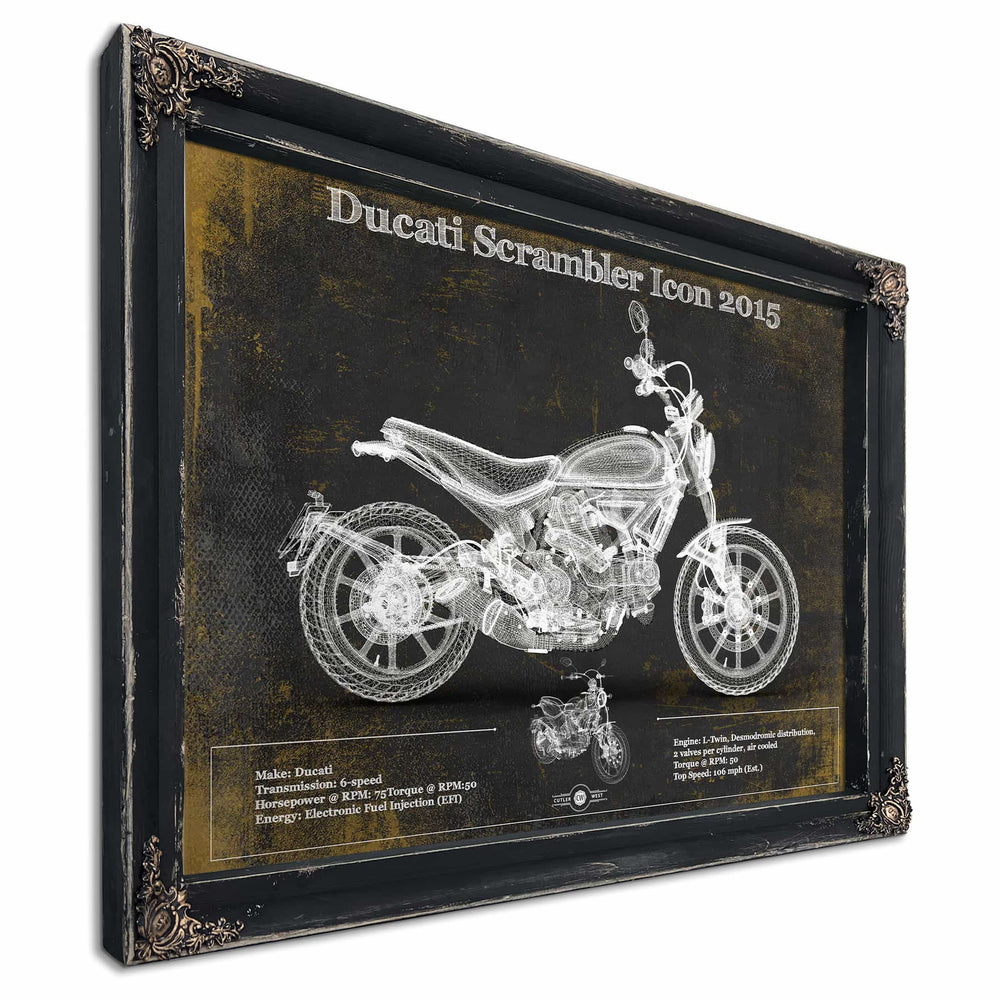 Ducati Scrambler Icon 2015 Vintage Blueprint Motorcycle Patent Print