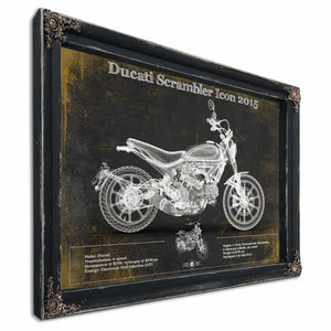 Ducati Scrambler Icon 2015 Vintage Blueprint Motorcycle Patent Print