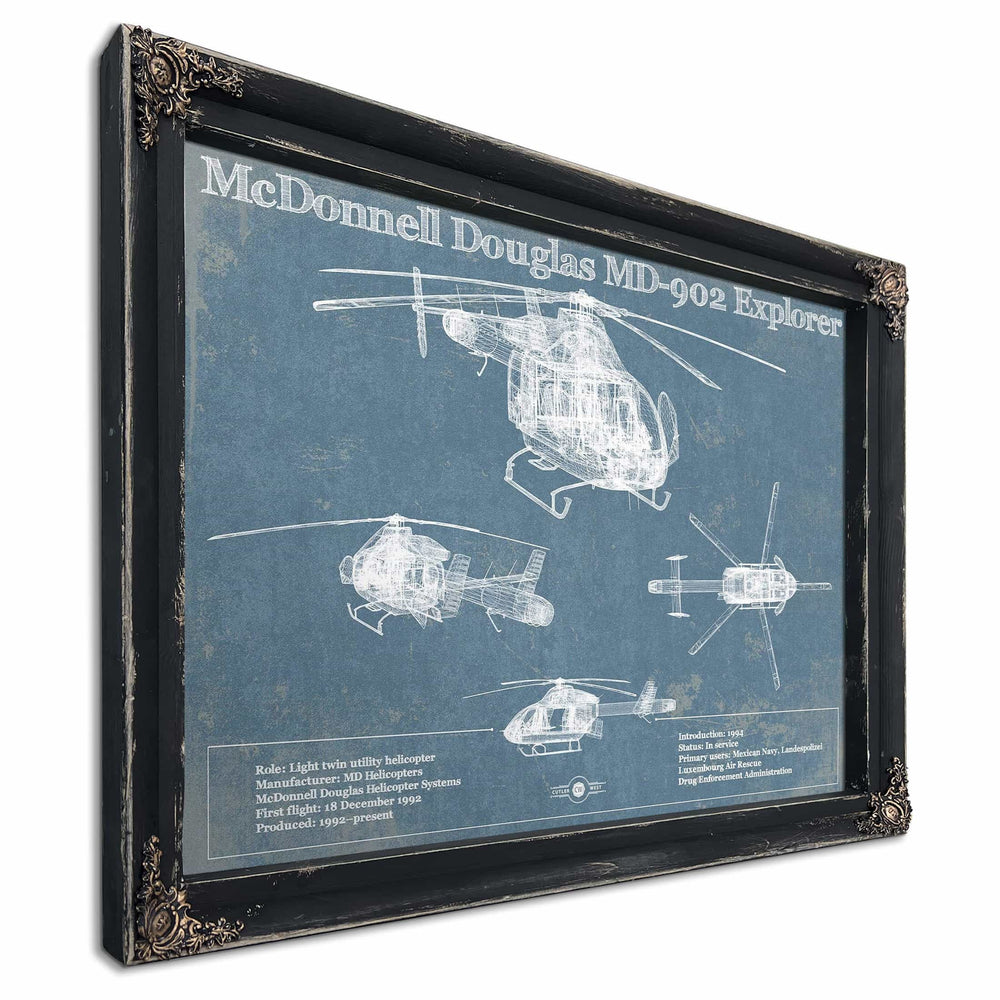 McDonnell Douglas MD-902 Explorer Vintage Blueprint Helicopter Print