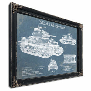 M4A1 Sherman Tank Vintage Blueprint Print