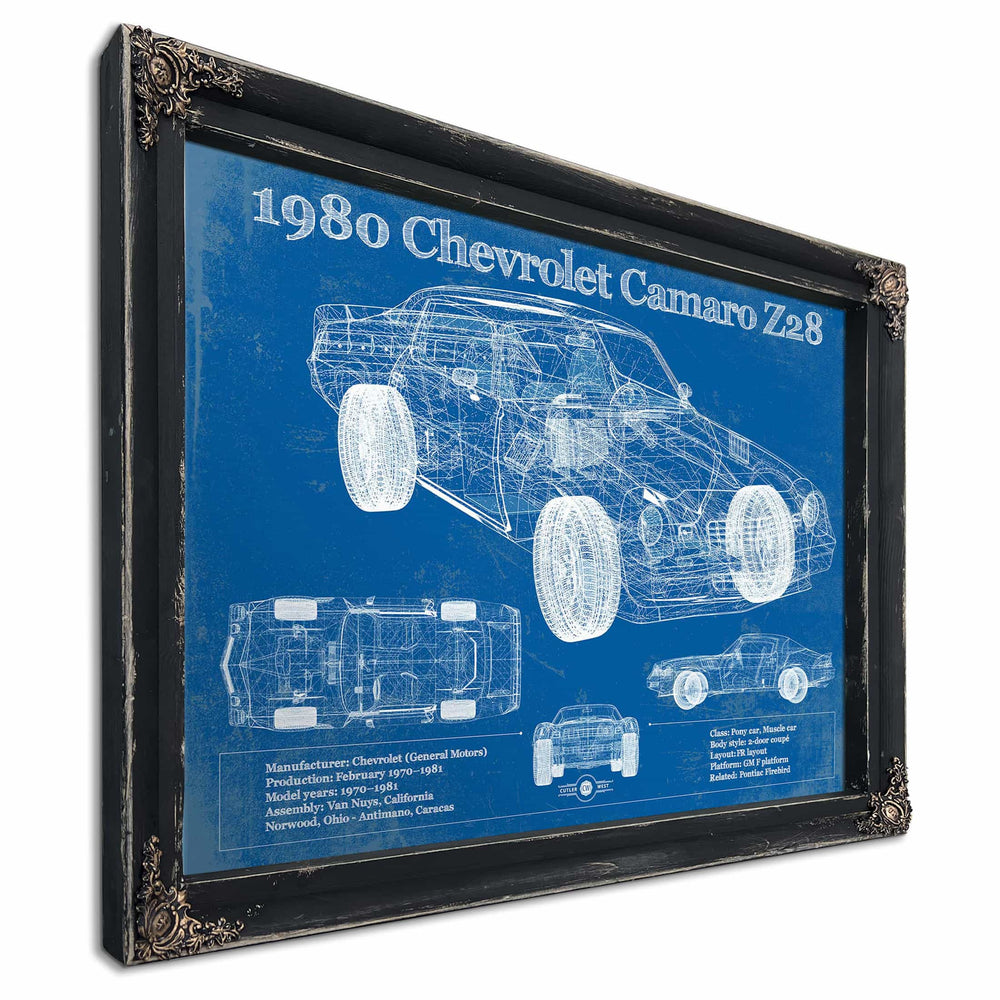 1980 Chevrolet Camaro Z28 Vintage Blueprint Auto Print