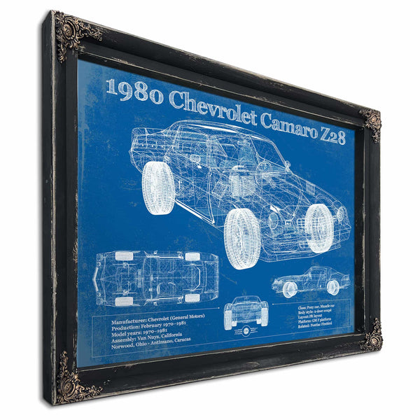 1980 Chevrolet Camaro Z28 Vintage Blueprint Auto Print