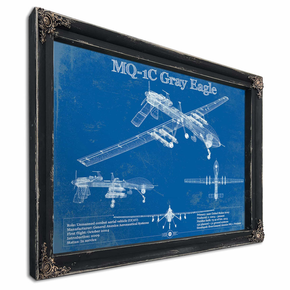 UAV MQ-1C Gray Eagle Vintage Aviation Blueprint Military Print
