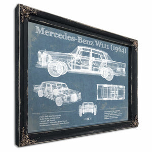 Mercedes Benz 220S W111 (1964) Blueprint Vintage Auto Print