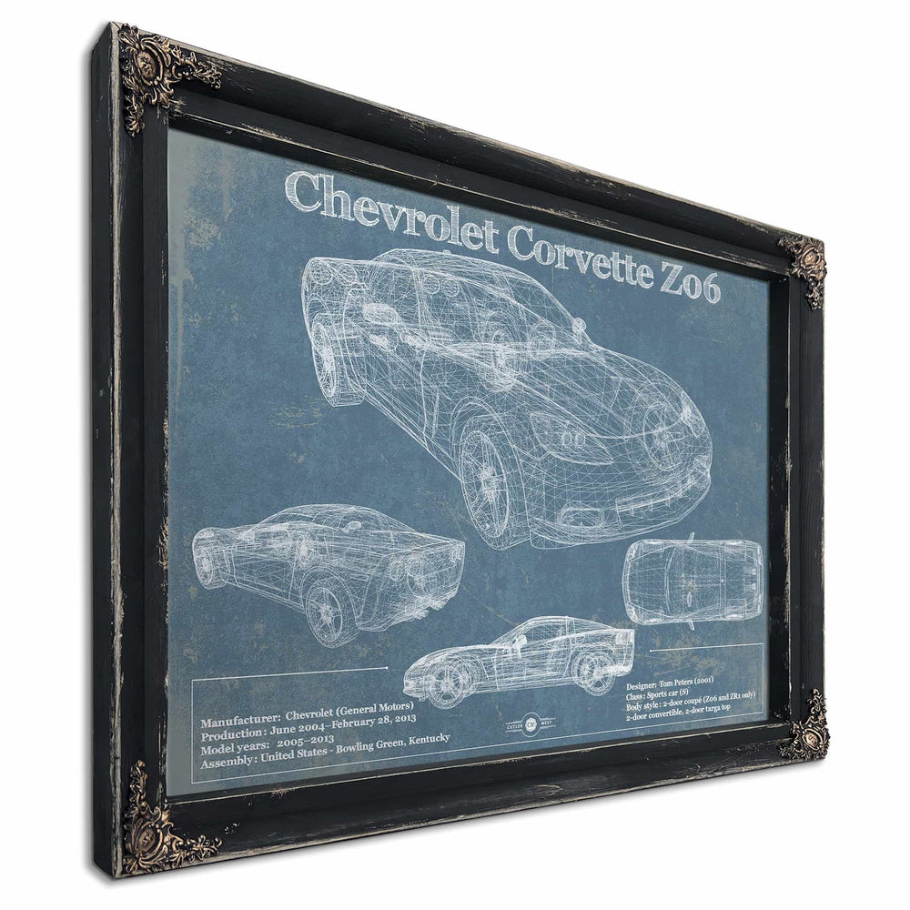 Chevrolet Corvette Z06 Blueprint Vintage Auto Print
