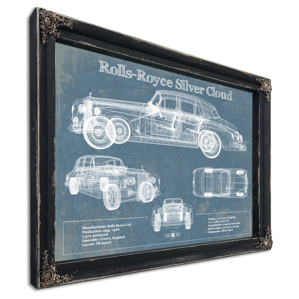 Rolls Royce Silver Cloud Vintage Blueprint Auto Print