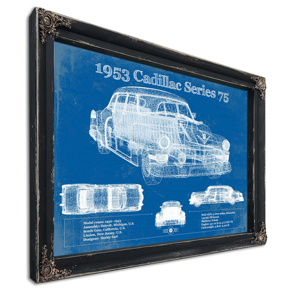 1953 Cadillac Series 75 Vintage Blueprint Auto Print