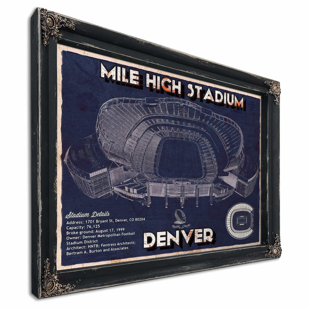 Denver Broncos Vintage Sports Authority Field - Vintage Football Print