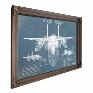 F-15C Eagle Vintage Aviation Blueprint Military Print - Custom Name and Squadron Text
