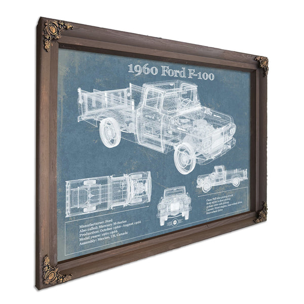 1960 Ford F-100 Blueprint Vintage Auto Print