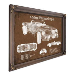 1960 Ferrari 250 Vintage Blueprint Auto Print