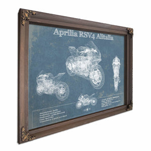 Aprilia RSV4 Alitalia Blueprint Motorcycle Patent Print