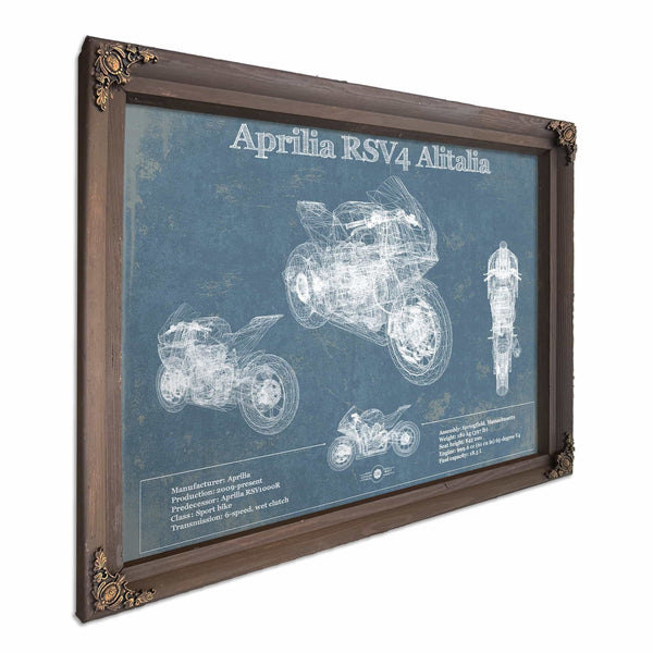 Aprilia RSV4 Alitalia Blueprint Motorcycle Patent Print