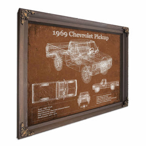 1969 Chevy Shortbox Pickup Vintage Blueprint Auto Print
