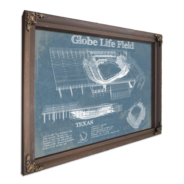 Texas Rangers -  Globe Life Field Vintage Stadium Baseball Print