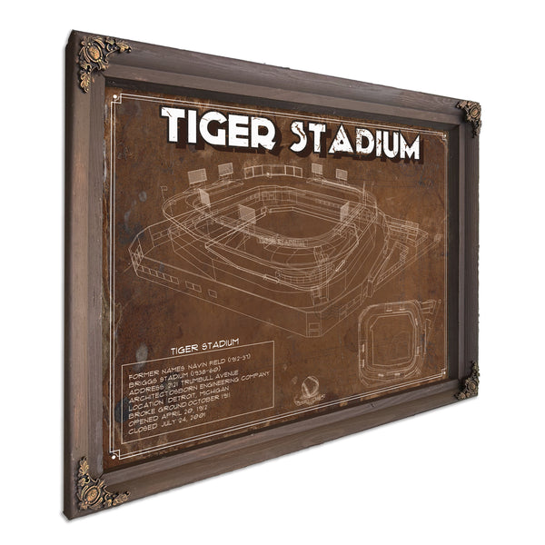 Tiger Stadium Art - LSU Tigers Vintage Stadium - Blueprint Art Print