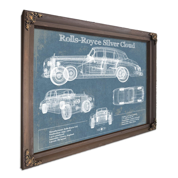 Rolls Royce Silver Cloud Vintage Blueprint Auto Print