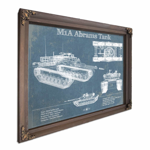M1A Abrams Tank Vintage Blueprint Print