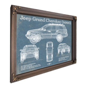 Jeep Grand Cherokee 2000 Vintage Blueprint Auto Print