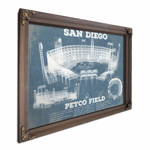 San Diego Padres - Petco Park Vintage Stadium Blueprint Baseball Print