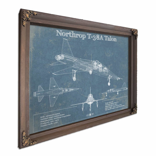 Northrop T-38A Talon Patent Blueprint Original Military Wall Art