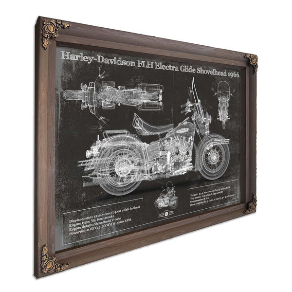 Harley-Davidson FLH Electra Glide Shovelhead 1966 Motorcycle Patent Print