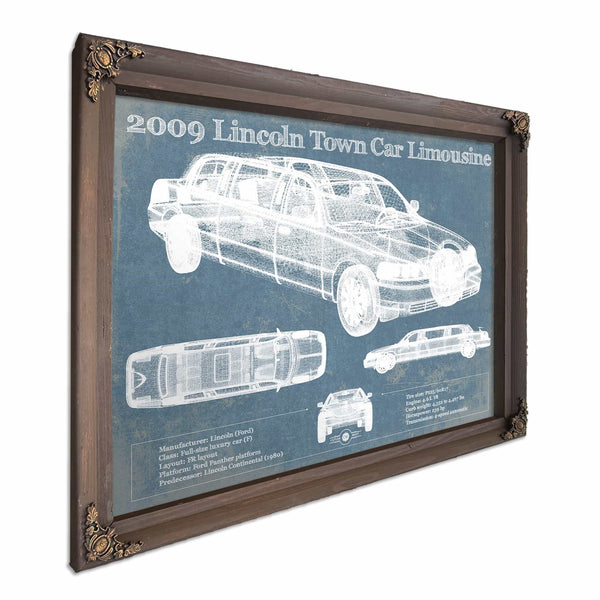 2009 Lincoln Town Car Limousine Vintage Blueprint Auto Print